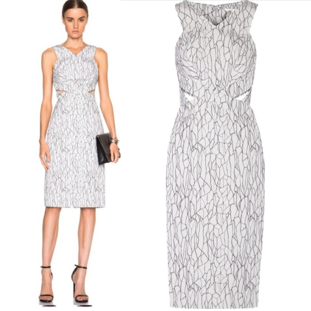 Jonathan Simkhai Caviar Cutout Midi Dress Gray Embroidered Sleeveless 4